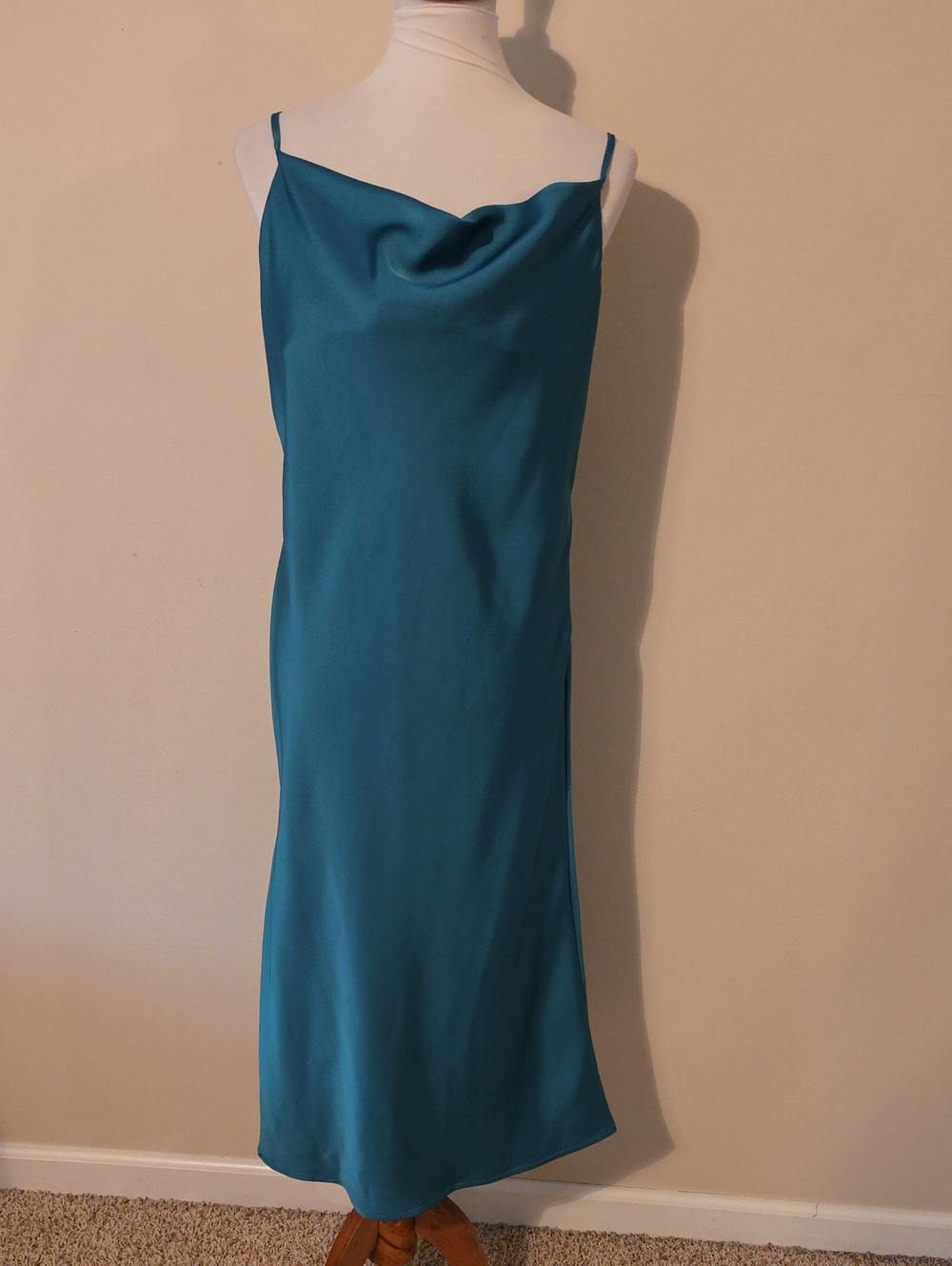 Tsher Green  Slip Midi Dress with Cowl Neck